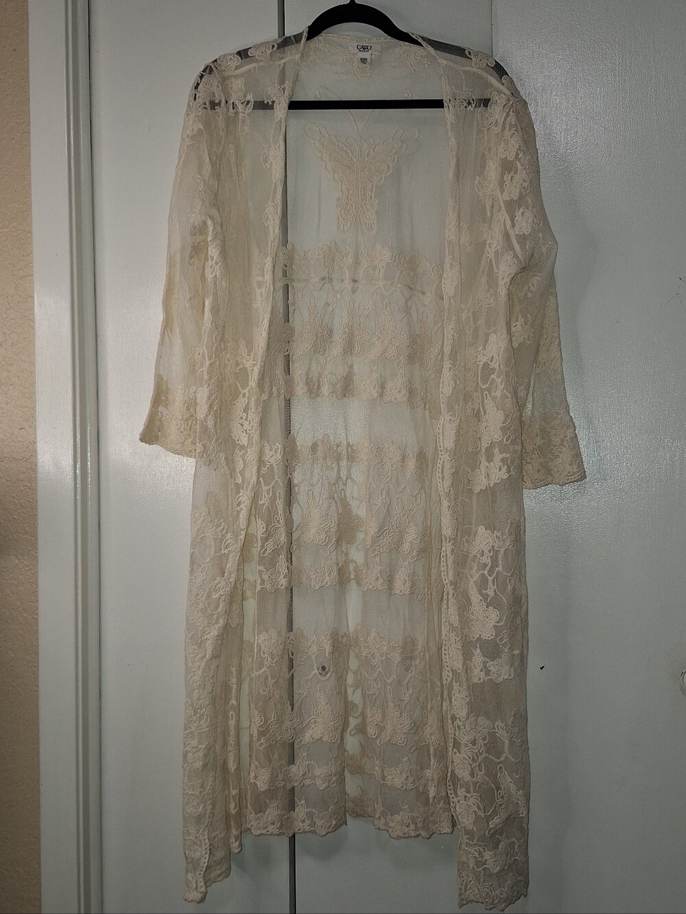 Cato Cream Cardigan/Coverup 18/20W Embroidered Butterflies